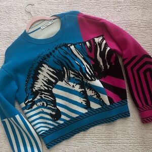 Blue and Pink Zebra Dior Sweater